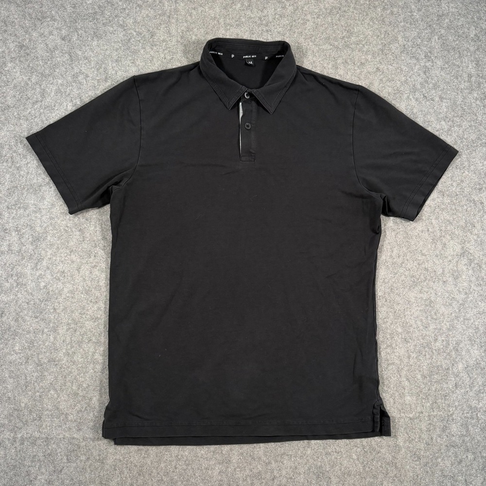 Public Rec Black Go-To Short Sleeve Stretch Polo Shirt Men's Size Medium